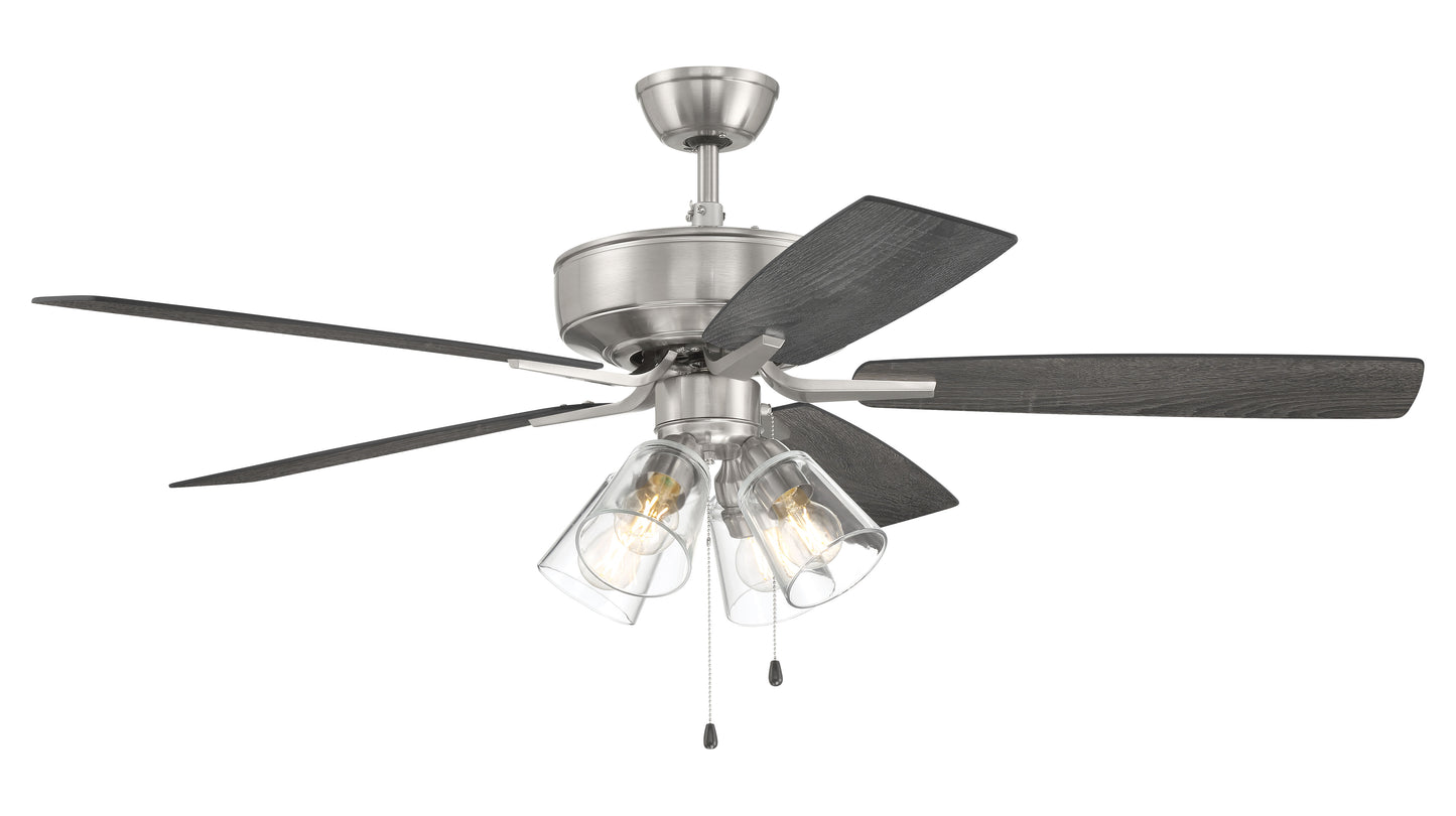 P104BNK5-52FBGW - Pro Plus 104 52" 5 Blade Ceiling Fan with Light Kit - Brushed Nickel