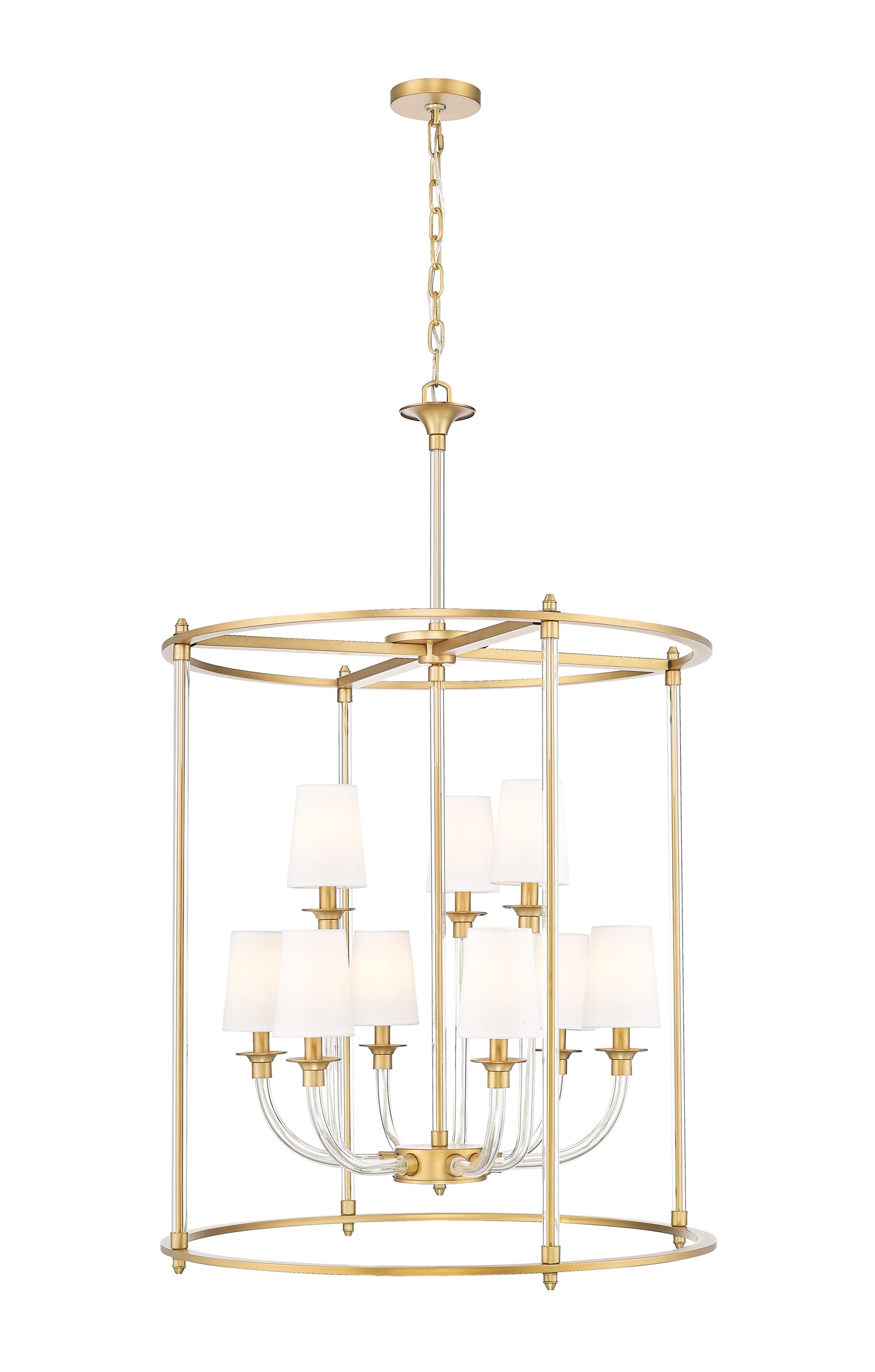 1950-9C-RB - Katerina 9 Light 28" Chandelier - Rubbed Brass