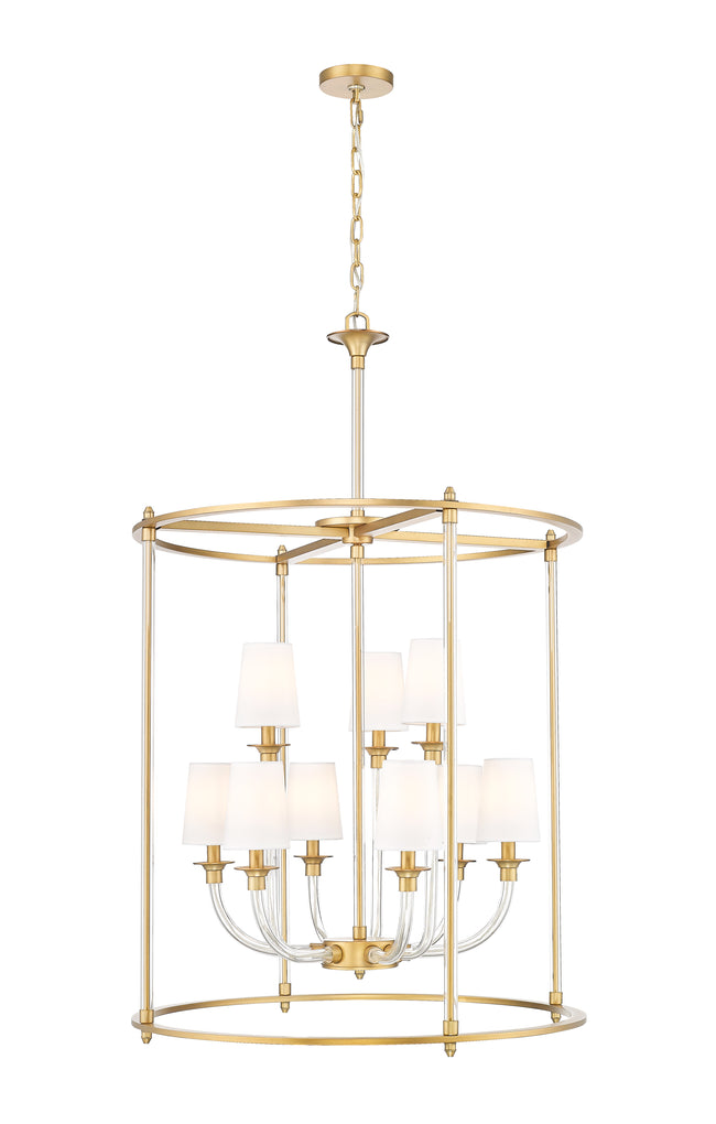 1950-9C-RB - Katerina 9 Light 28" Chandelier - Rubbed Brass