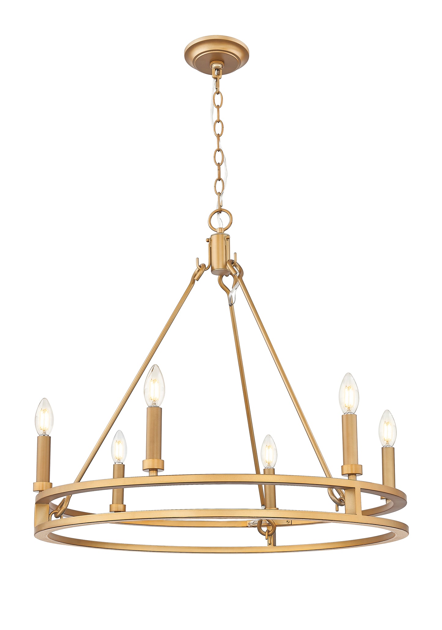 4005-6SBR - Dennison 6 Light 28" Chandelier - Signature Brass