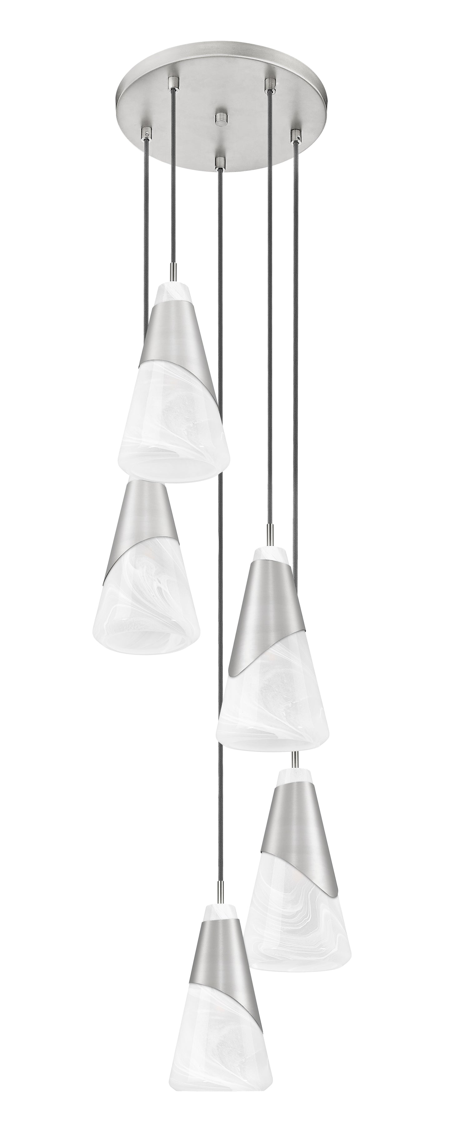 828P6-5R-BN - Aimie 5 Light 12" Chandelier - Brushed Nickel