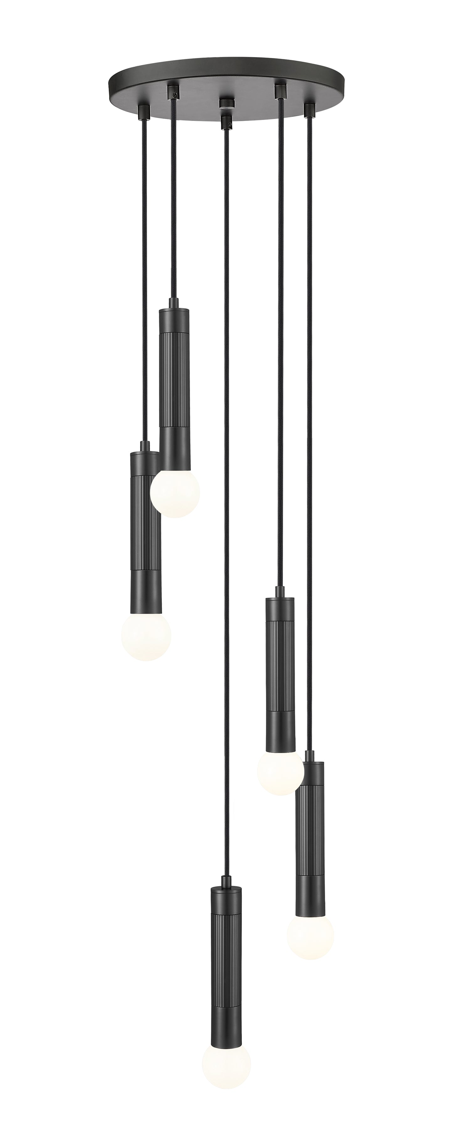 1956P-5R-MB - Stari 5 Light 12" Chandelier - Matte Black