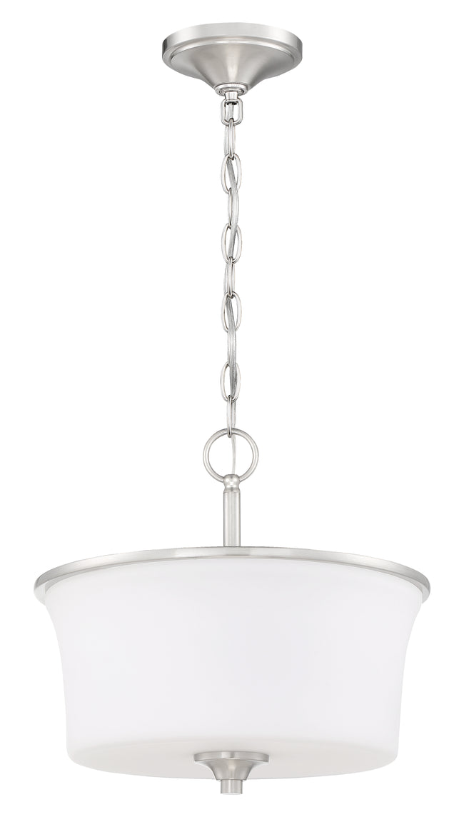 50452-BNK-WG - Gwyneth 2 Light 15" High Semi Flush Mount - Brushed Nickel