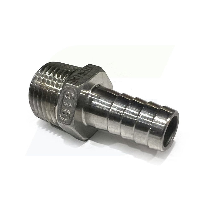 N400-038-050SS - 316 Stainless Hose Barb x Male NPT - 3/8" Hose x 1/2" Male NPT