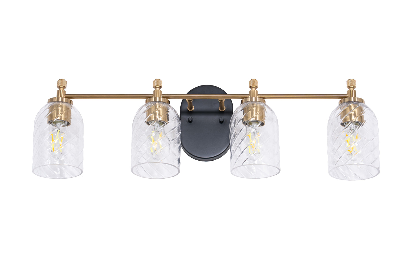 60304-FBSB-C - Council 4 Light 29" Wide Vanity Light - Flat Black / Satin Brass