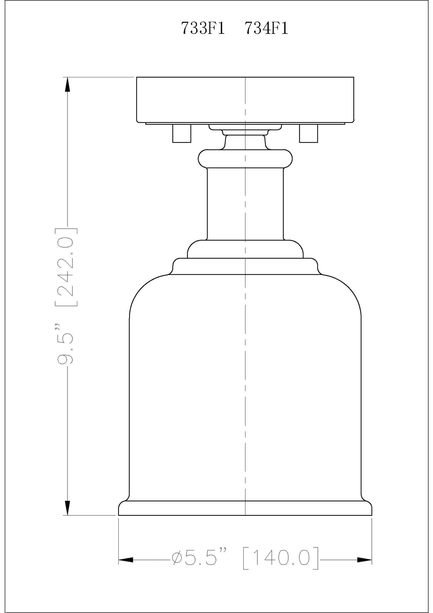 734F1-HBR - Bryant 1 Light Flush 6" Mount - Heritage Brass