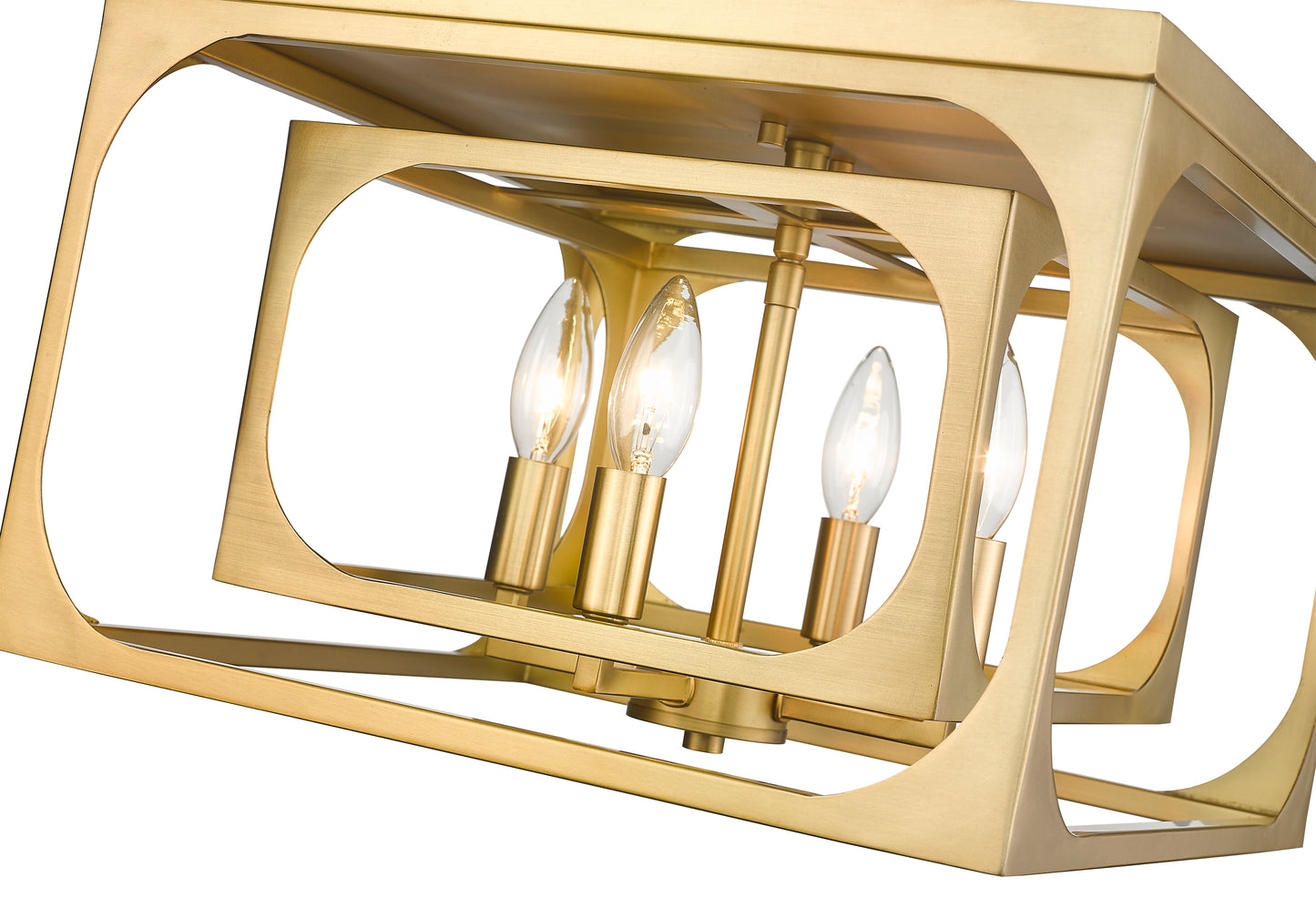 3038F-RB - Easton 4 Light Flush 15" Mount - Rubbed Brass
