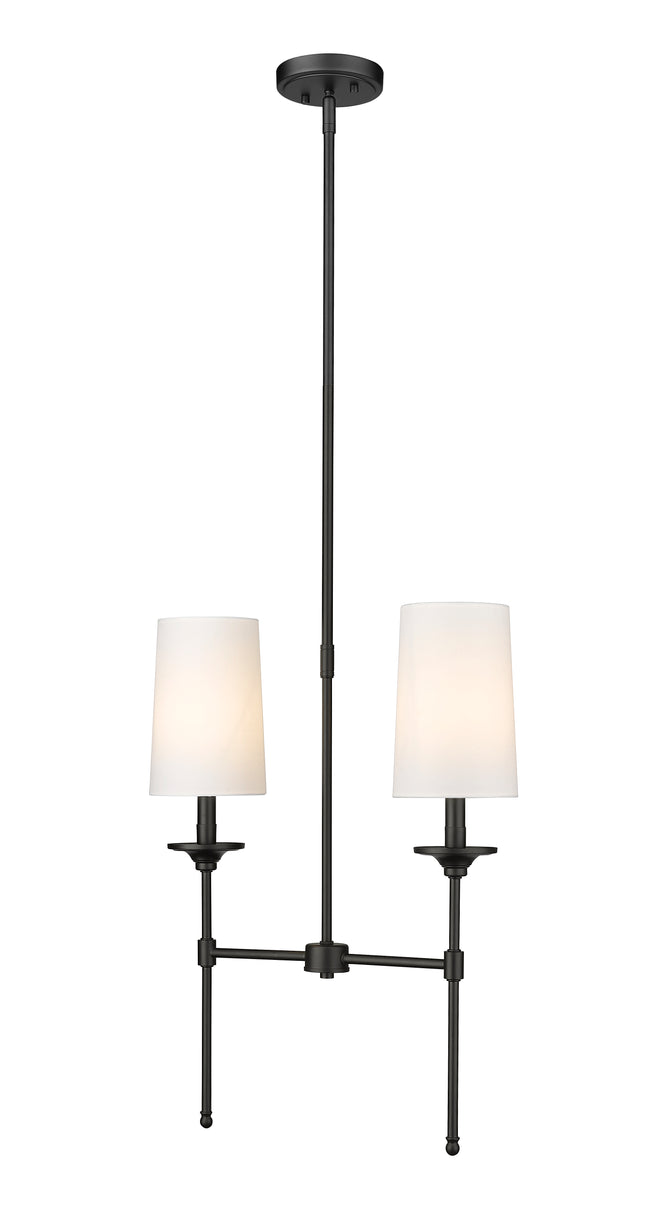 3033-2L-MB - Emily 2 Light Linear 19" Chandelier - Matte Black