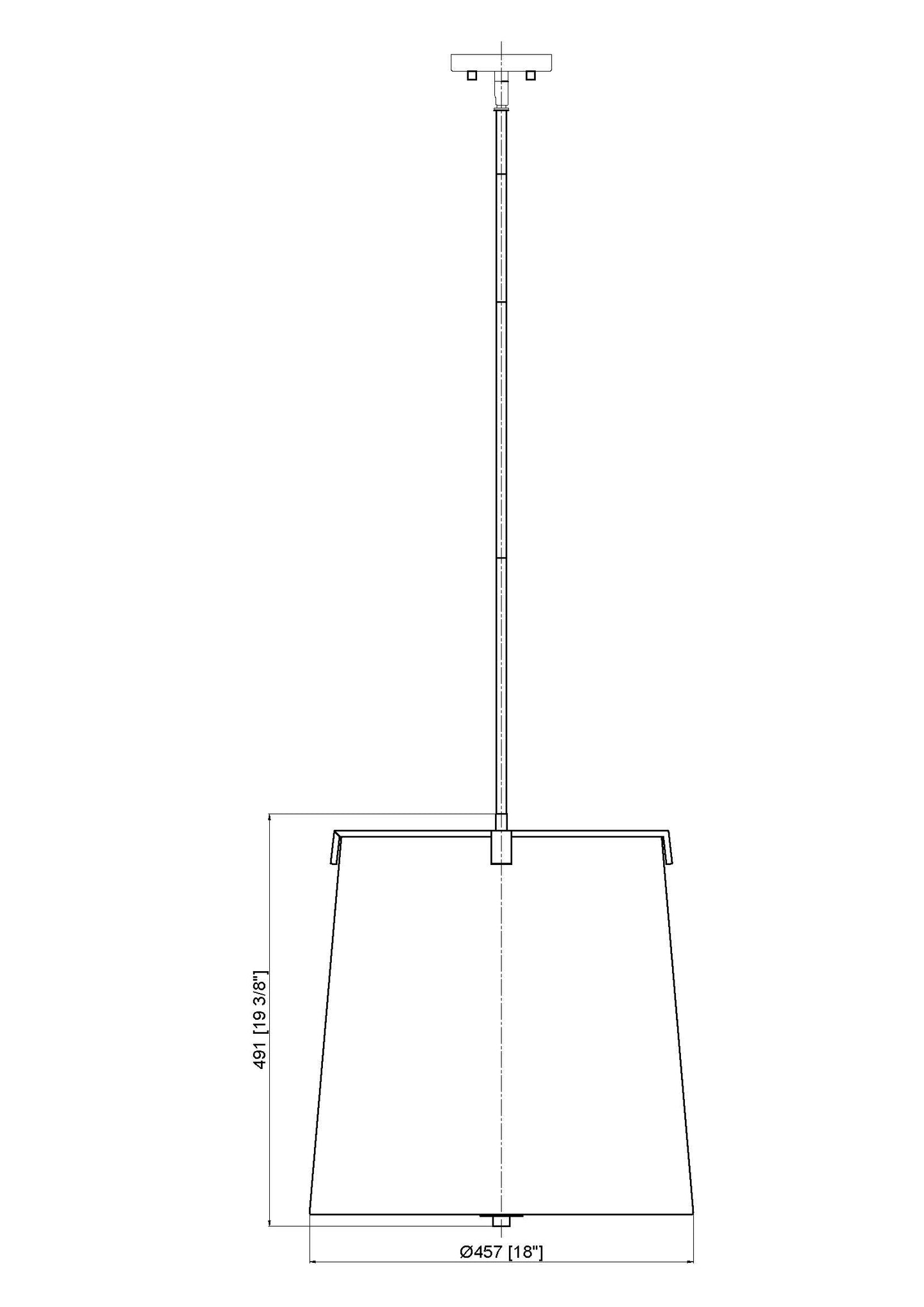 3502P18-MB - Weston 5 Light 18" Pendant - Matte Black