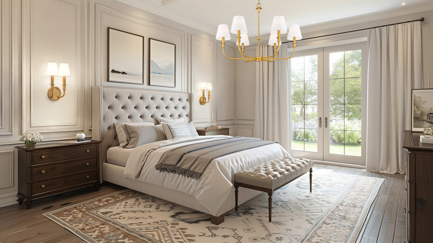 3049-32RB - Tova 6 Light 36" Chandelier - Rubbed Brass