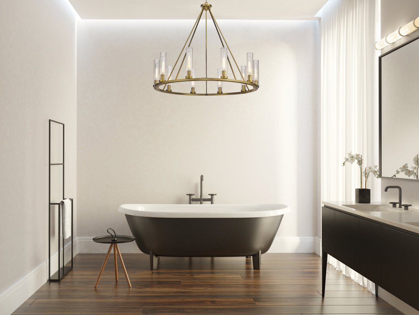 3031-10RB - Beau 10 Light 46" Chandelier - Rubbed Brass