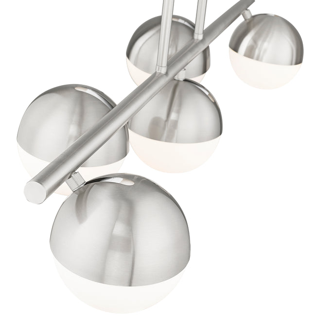 7517-5L-BN - Realm Sphere 5 Light Linear 42" Chandelier - Brushed Nickel