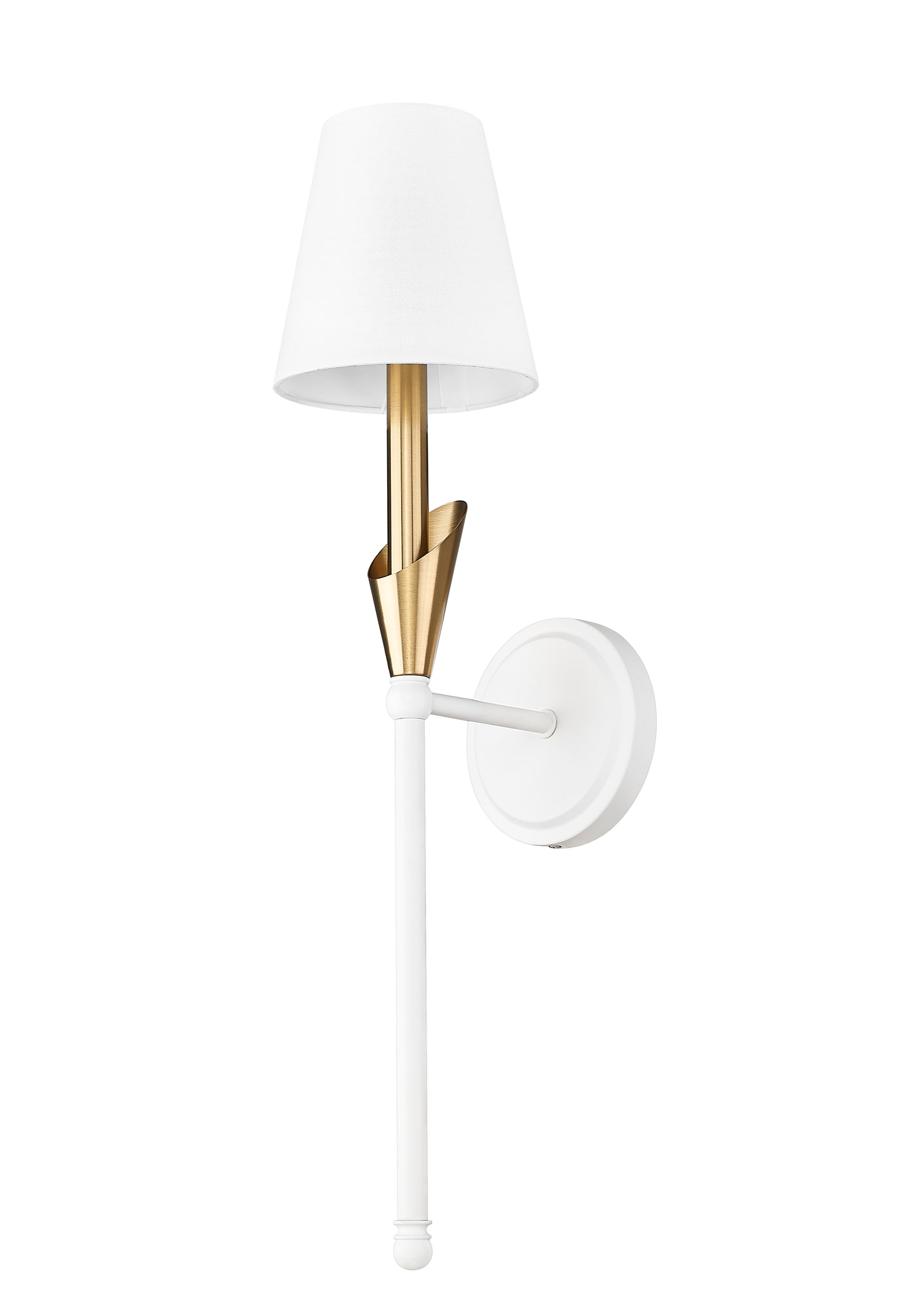 4014-1SA-TW-MGLD - Claudelle 1 Light Wall 24" Sconce - Tundra White / Modern Gold