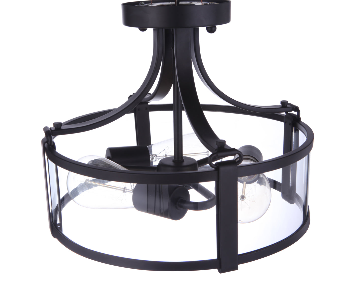 55353-FB - Elliot 3 Light 13" Wide Semi Flush Mount - Flat Black