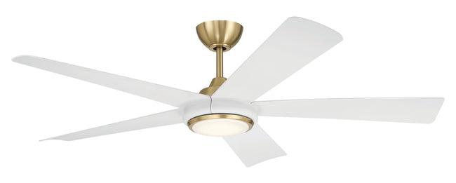 FRY52SBW5 - Frye 52" 5-Blade Indoor ceiling Fan 52" 5 Blade Ceiling Fan with Light Kit - Satin Brass
