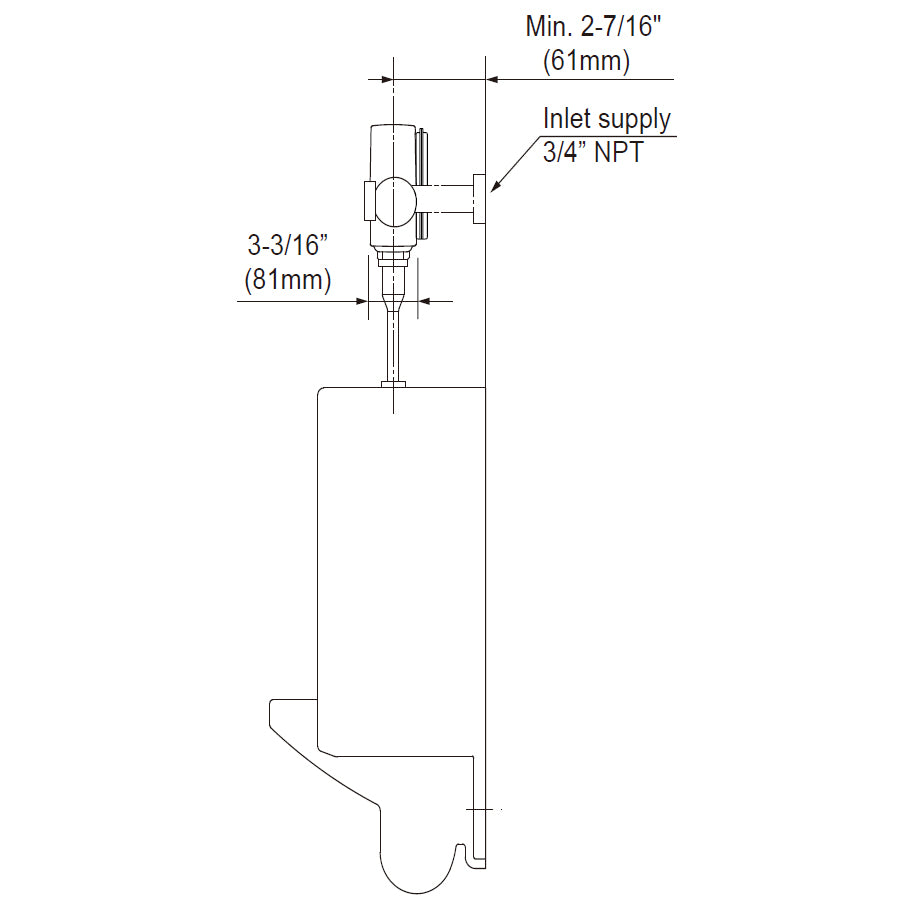 TEU1GAi#CP - ECOPOWER Touchless 1.0 GPF Urinal Flushometer Valve, IoT-Ready - Chrome