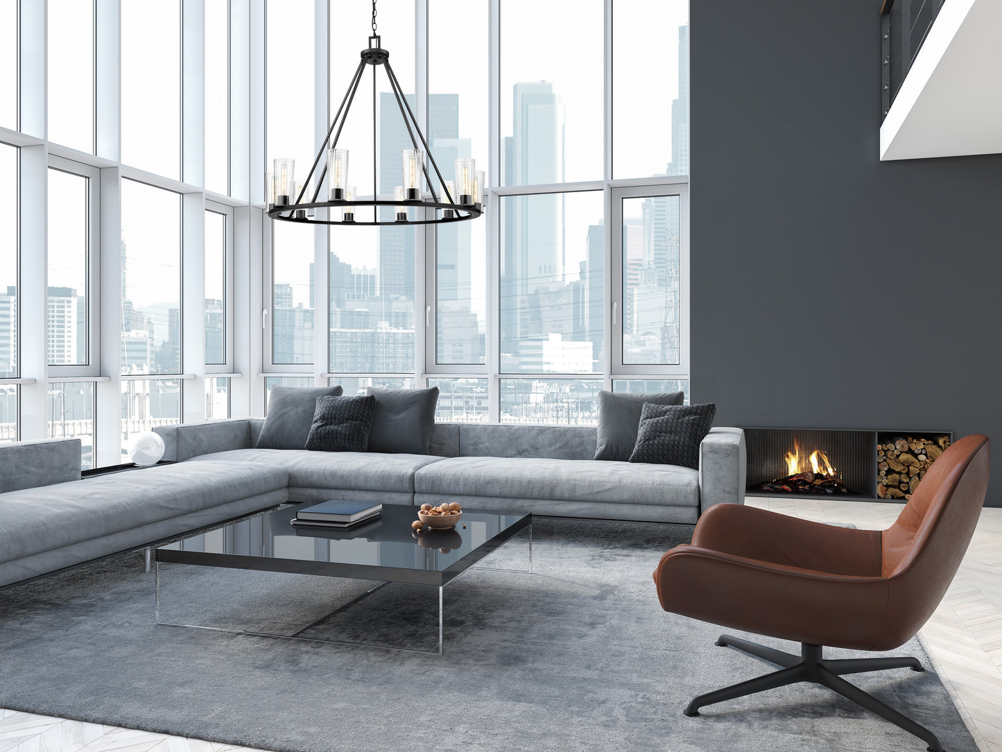 826-10MB - Titus 10 Light 46" Chandelier - Matte Black