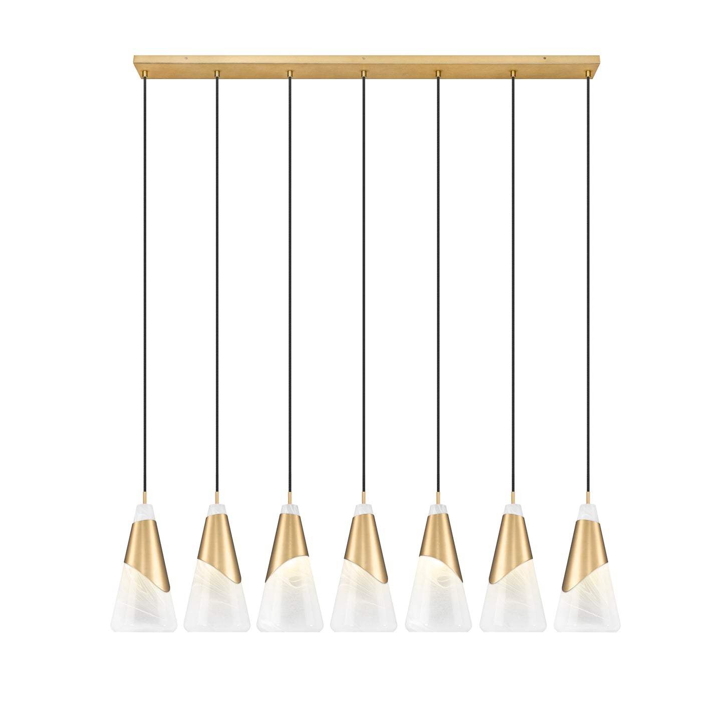828P7-7L-MGLD - Aimie 7 Light Linear 54" Chandelier - Modern Gold
