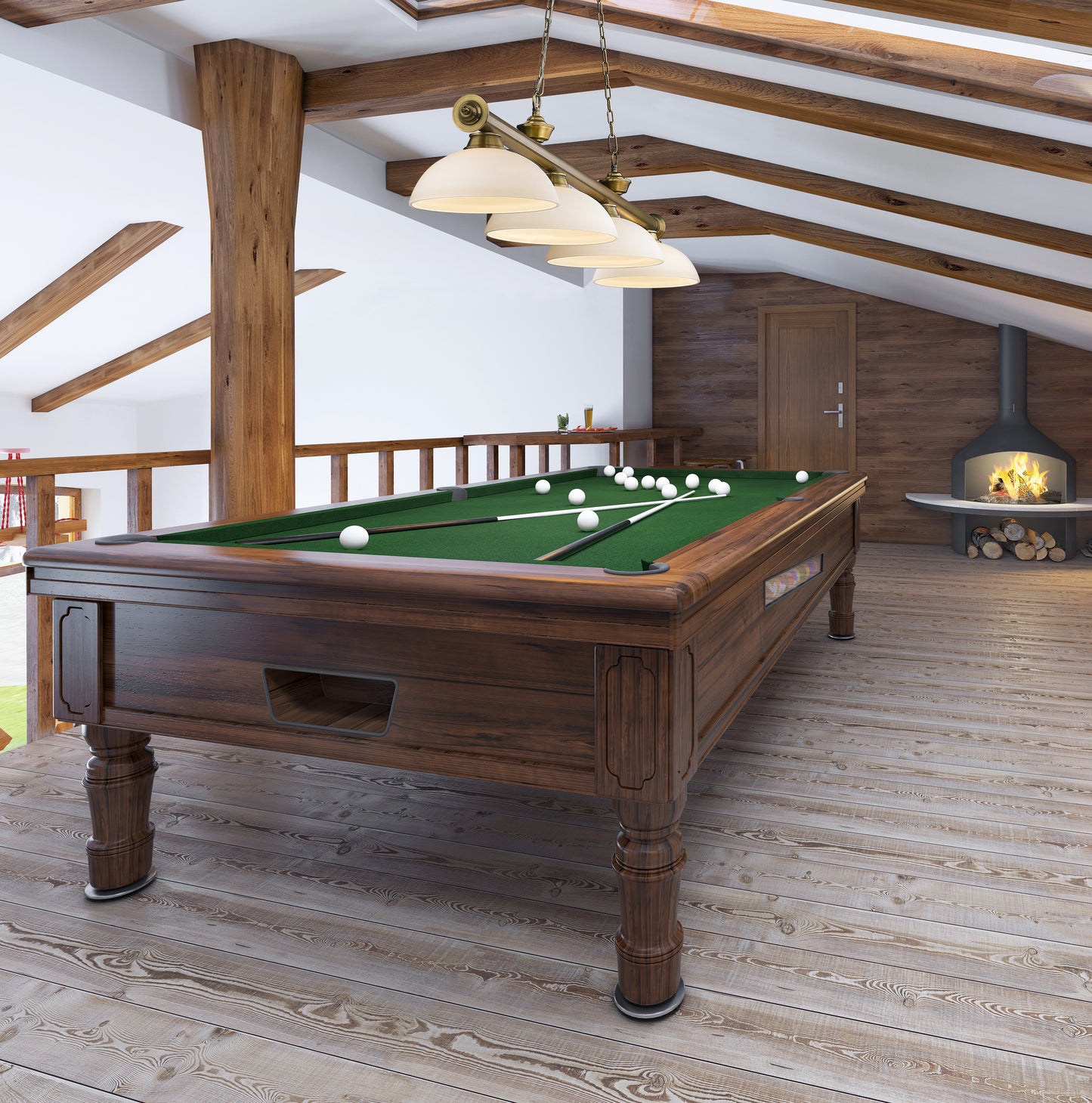 2306-4RB-DMO14 - Cordon 4 Light 81" Billiard - Rubbed Brass