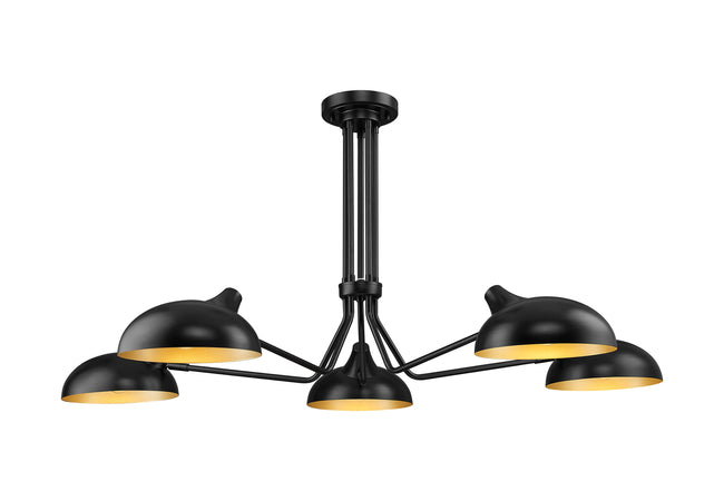 1942-5SF-MB - Bellamy 5 Light Semi Flush 52" Mount - Matte Black