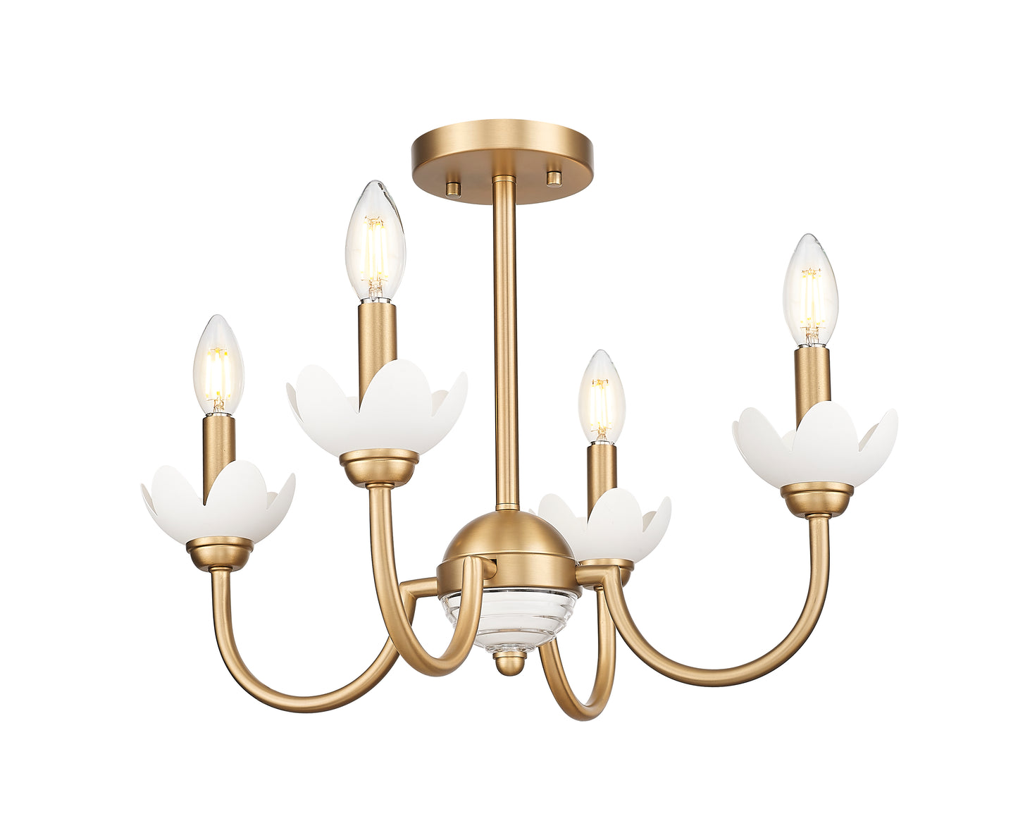 352-4SF-MGLD - Allistair 4 Light Semi Flush 20" Mount - Modern Gold