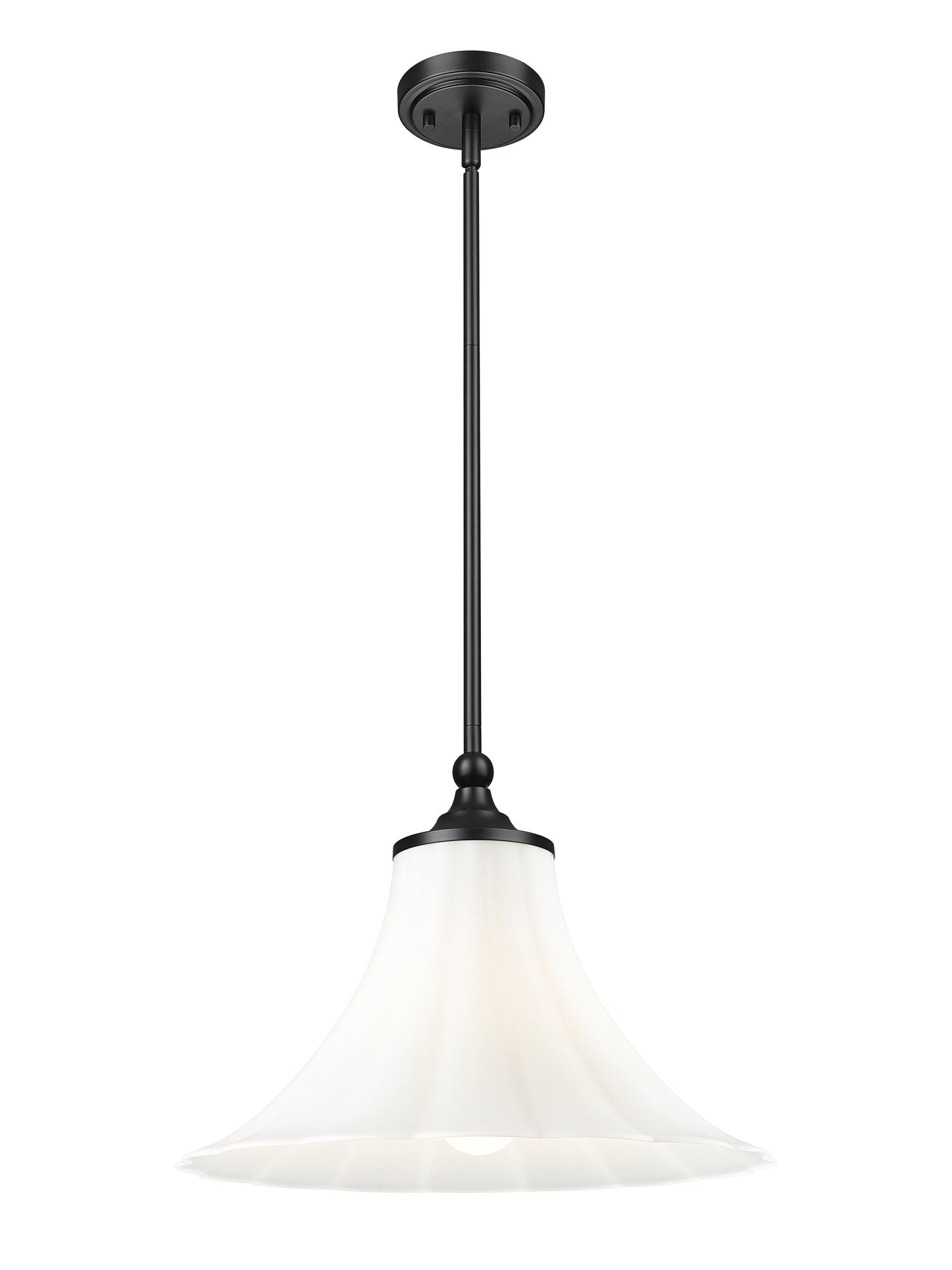 1958P16-MB - Fleur 1 Light 16" Pendant - Matte Black