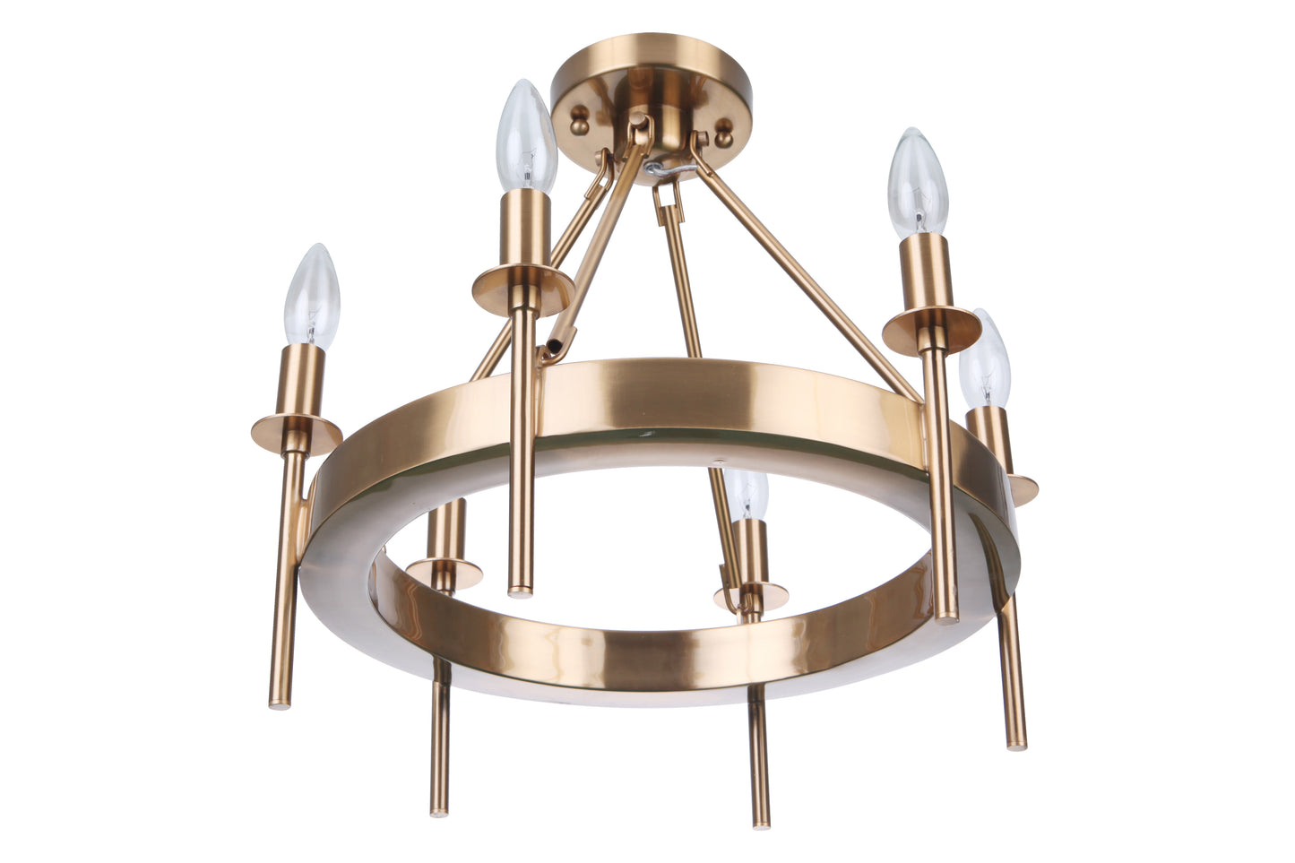 54356-SB - Larrson 6 Light 18" Wide Semi Flush Mount - Satin Brass