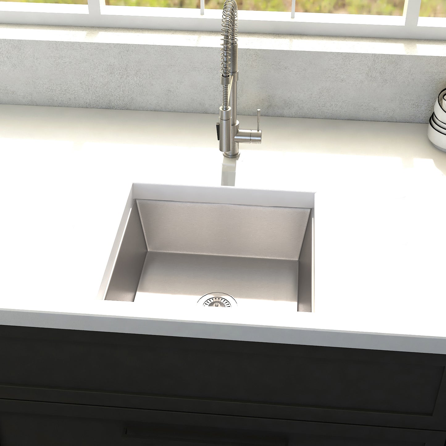 SUS-15 - 15" Boreal Undermount Single Bowl Bar Kitchen Sink in Stainless Steel