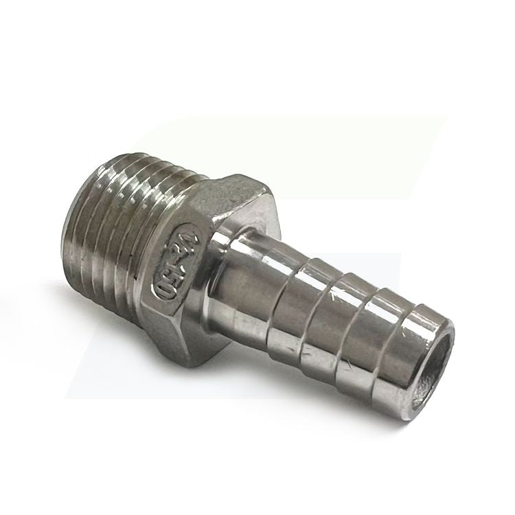 N400-050-050SS - 316 Stainless Hose Barb x Male NPT - 1/2" Hose x 1/2" Male NPT