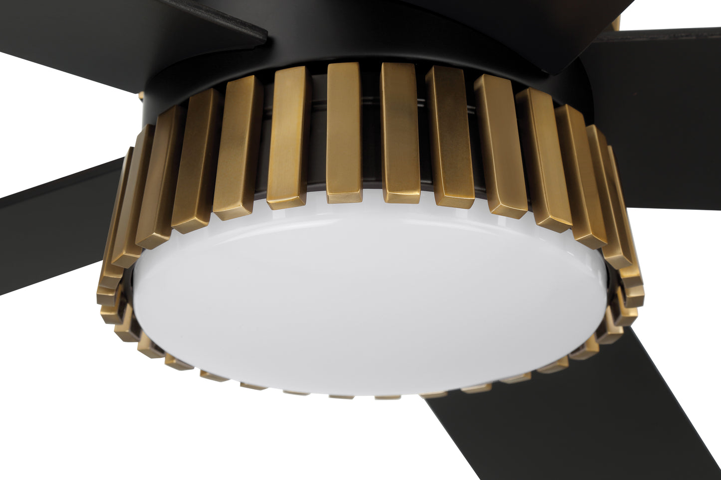 TRY52FBSB5-NWF - Theiry 52" Ceiling Fan no Wifi 52" 5 Blade Ceiling Fan with Light Kit - Flat Black / Satin Brass