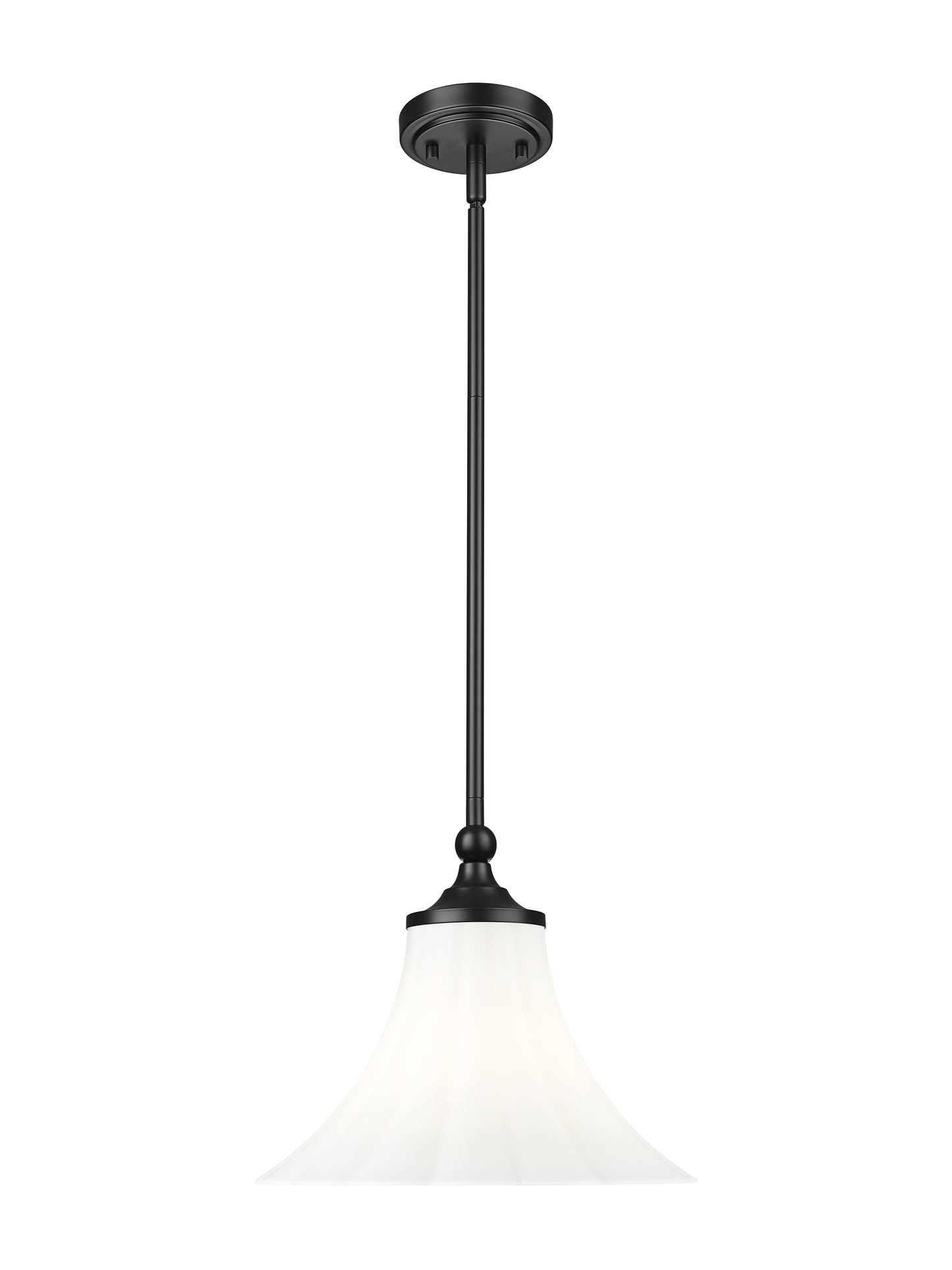 1958P12-MB - Fleur 1 Light 12" Pendant - Matte Black