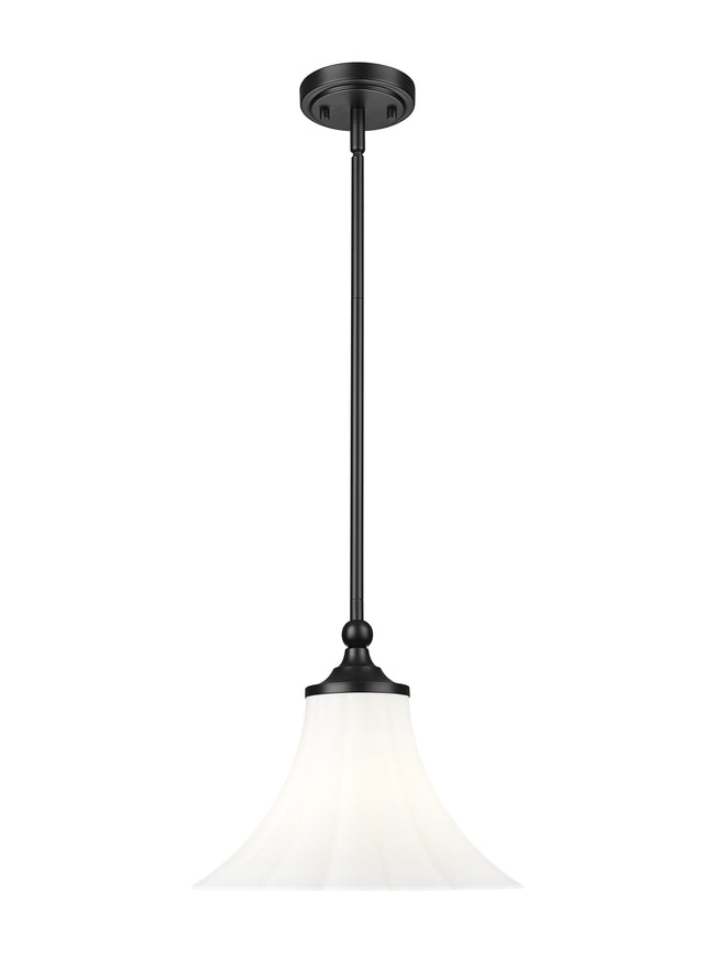 1958P12-MB - Fleur 1 Light 12" Pendant - Matte Black