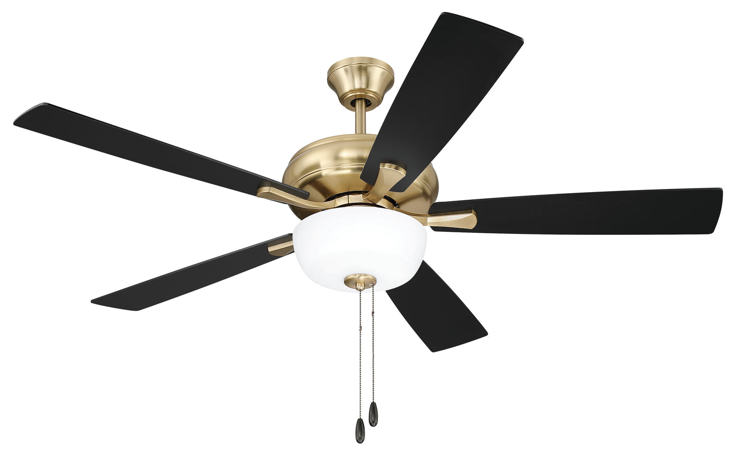 ECF211SB5-BWNFB - EOS 2 Light Frosted White Bowl 52" Ceiling Fan 52" 5 Blade Ceiling Fan with Light Kit - Satin Brass