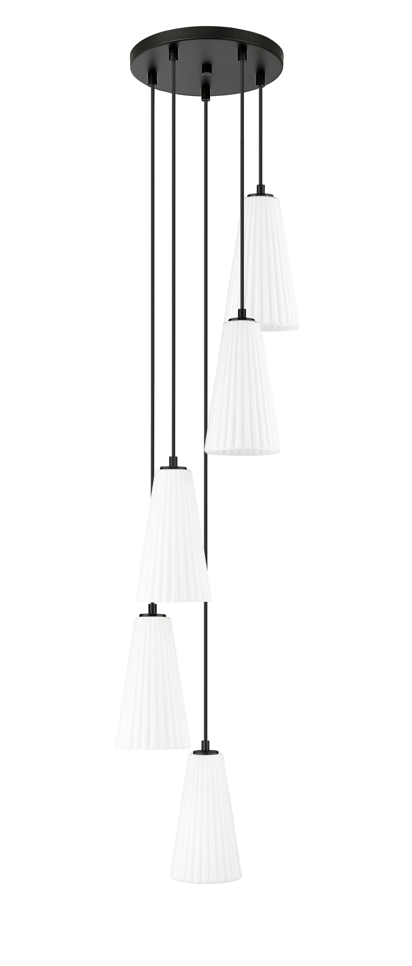 3043P6-5R-MB - Farrell 5 Light 12" Chandelier - Matte Black