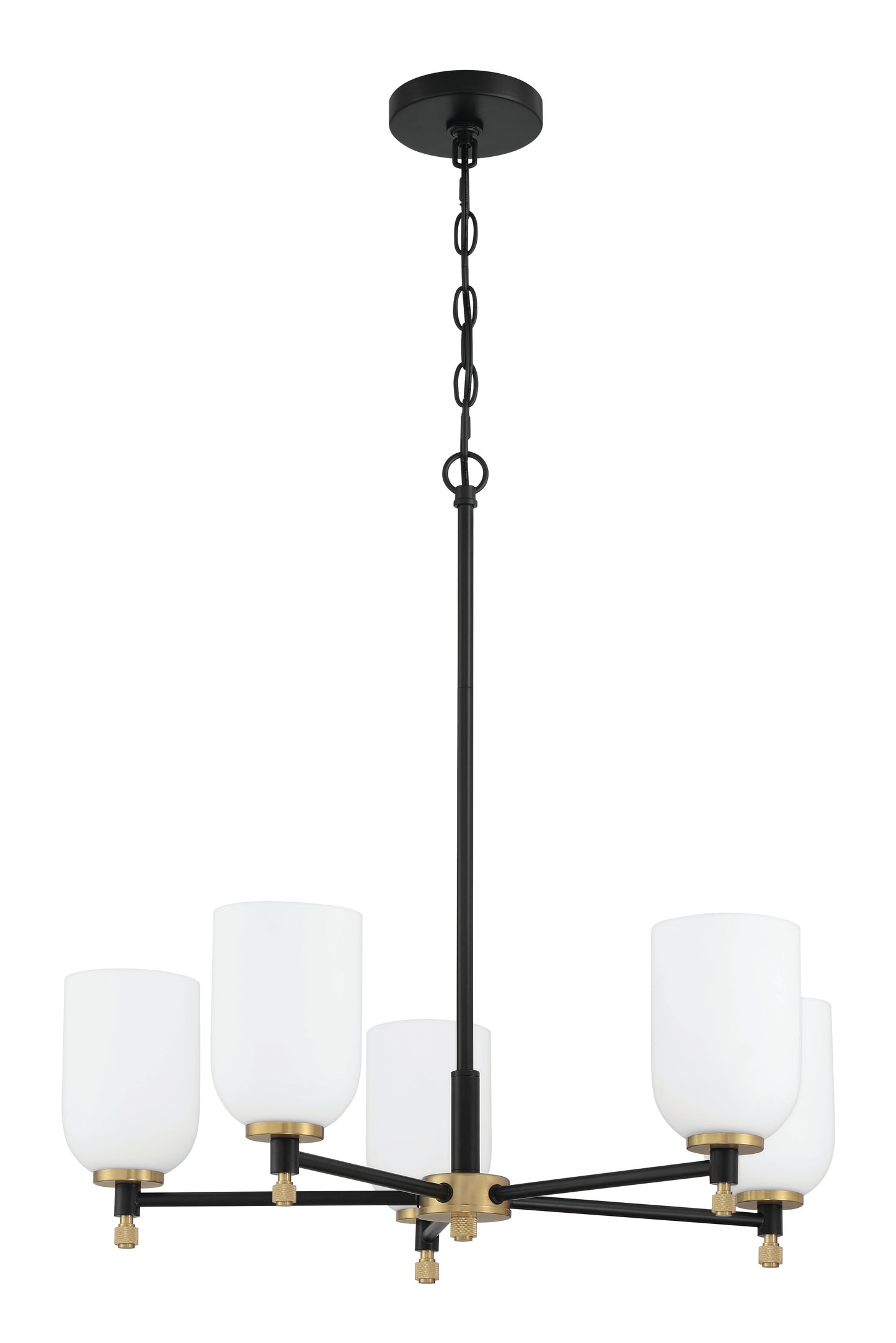 60325-FBSB - Council 5 Light 25" Wide Chandelier - Flat Black / Satin Brass
