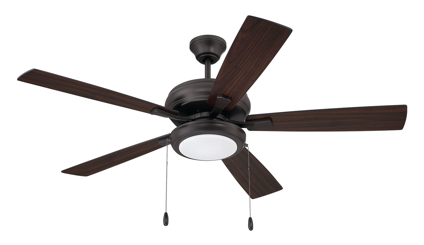 ECF119CBZ5-CBZWLN - EOS Low Profile 1 bulb Frosted White 52" Ceiling Fan 52" 5 Blade Ceiling Fan with Light Kit - Classic Bronze