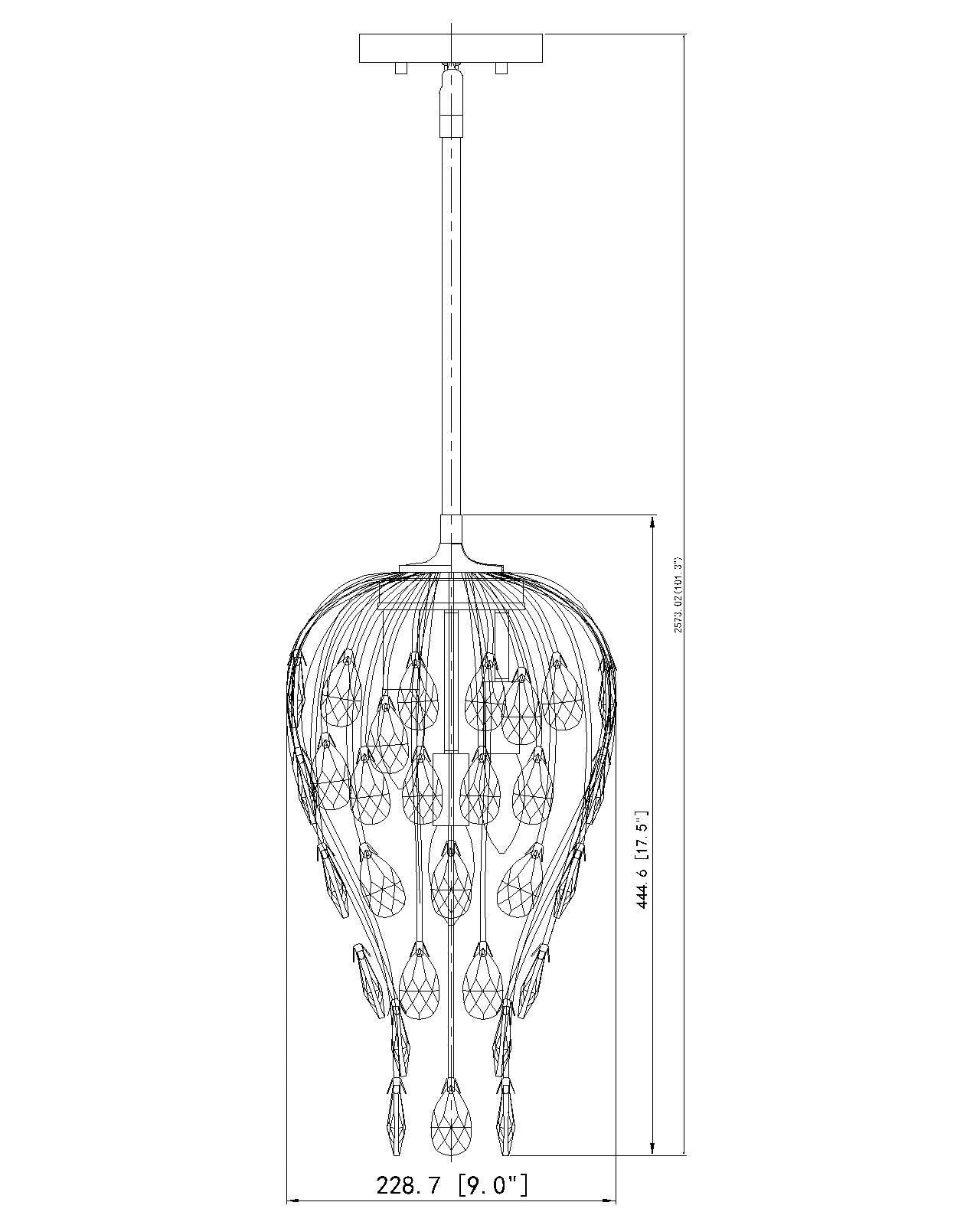 1957P9-BN - Gabriella 3 Light 9" Pendant - Brushed Nickel