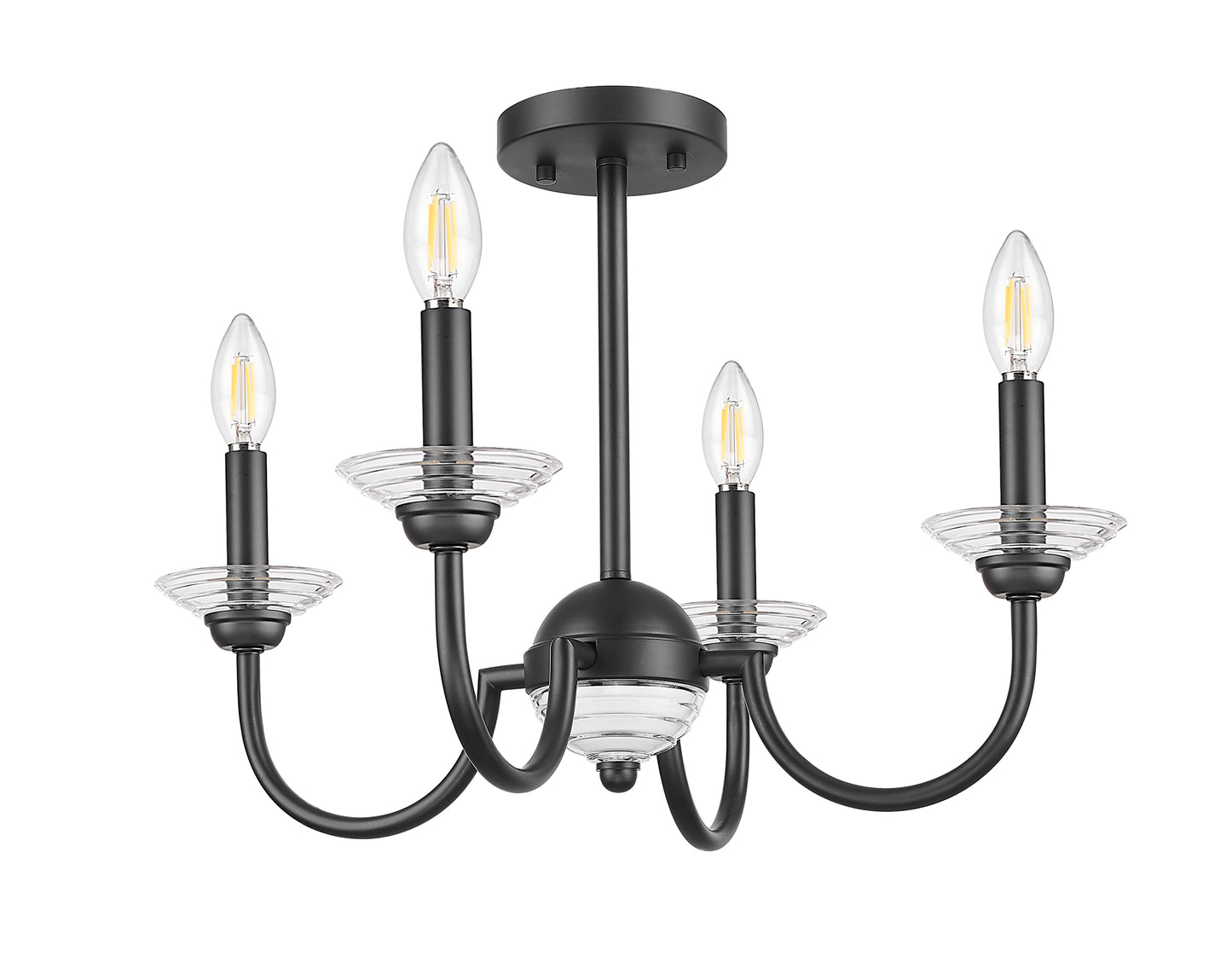 352-4SF-MB - Allistair 4 Light Semi Flush 20" Mount - Matte Black