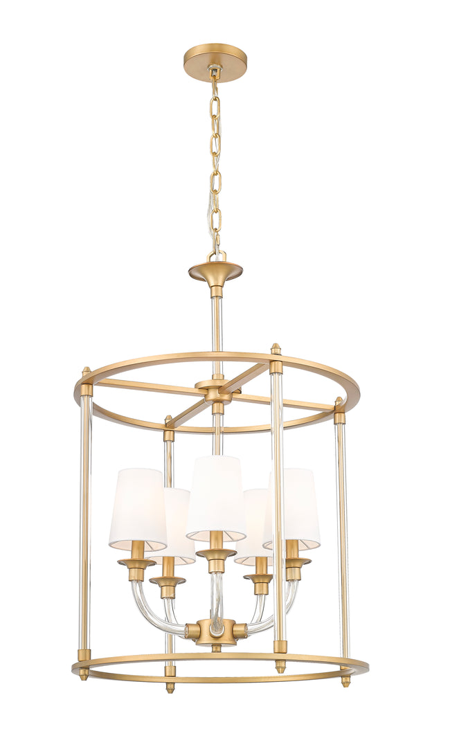 1950-5C-RB - Katerina 5 Light 20" Chandelier - Rubbed Brass