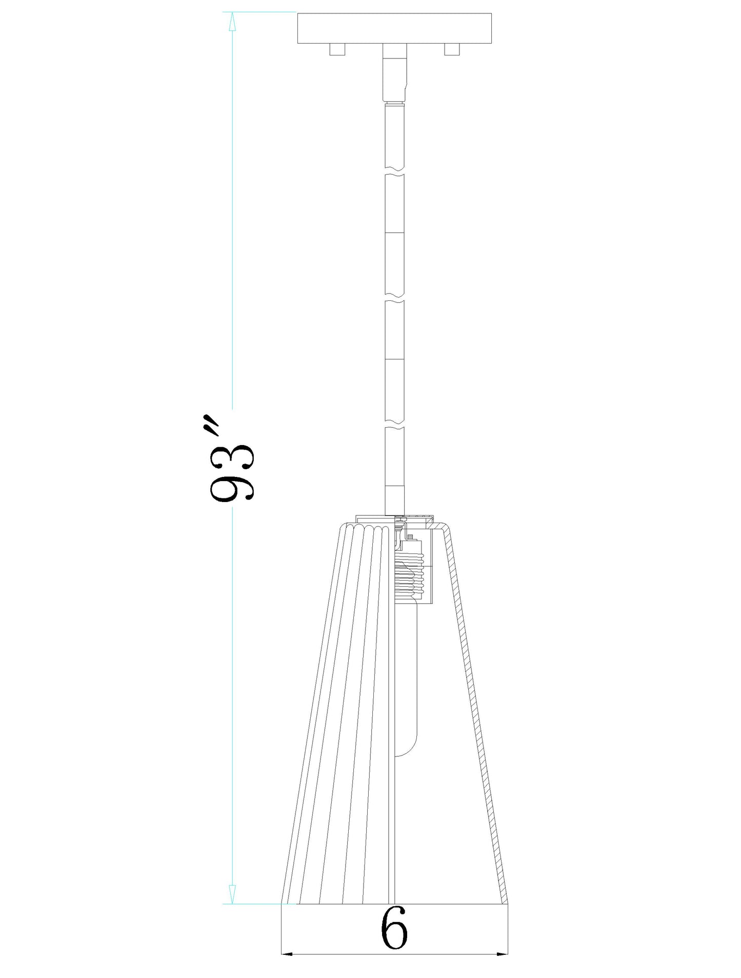 3043P6-ROD-MGLD - Farrell 1 Light 6" Pendant - Modern Gold