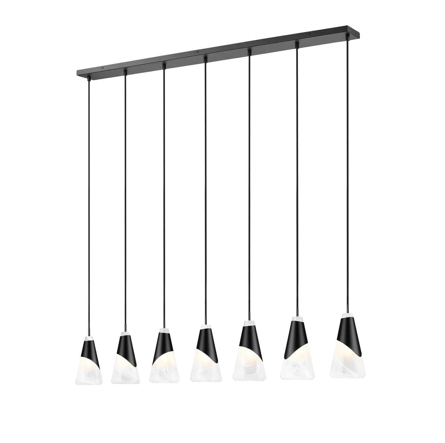828P6-7L-MB - Aimie 7 Light Linear 54" Chandelier - Matte Black