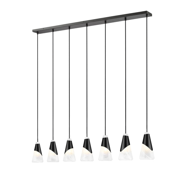 828P6-7L-MB - Aimie 7 Light Linear 54" Chandelier - Matte Black