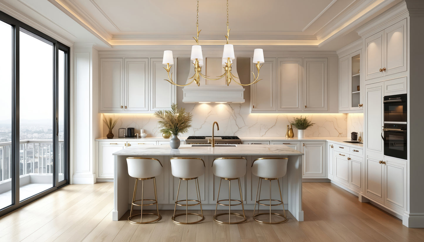 830-44L-GLF - Aslin 6 Light Linear 44" Chandelier - Gold Leaf