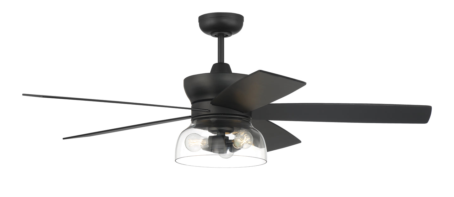 GBN52FB5-NWF - Gibson 52" Ceiling fan no Wifi 52" 5 Blade Ceiling Fan with Light Kit - Flat Black