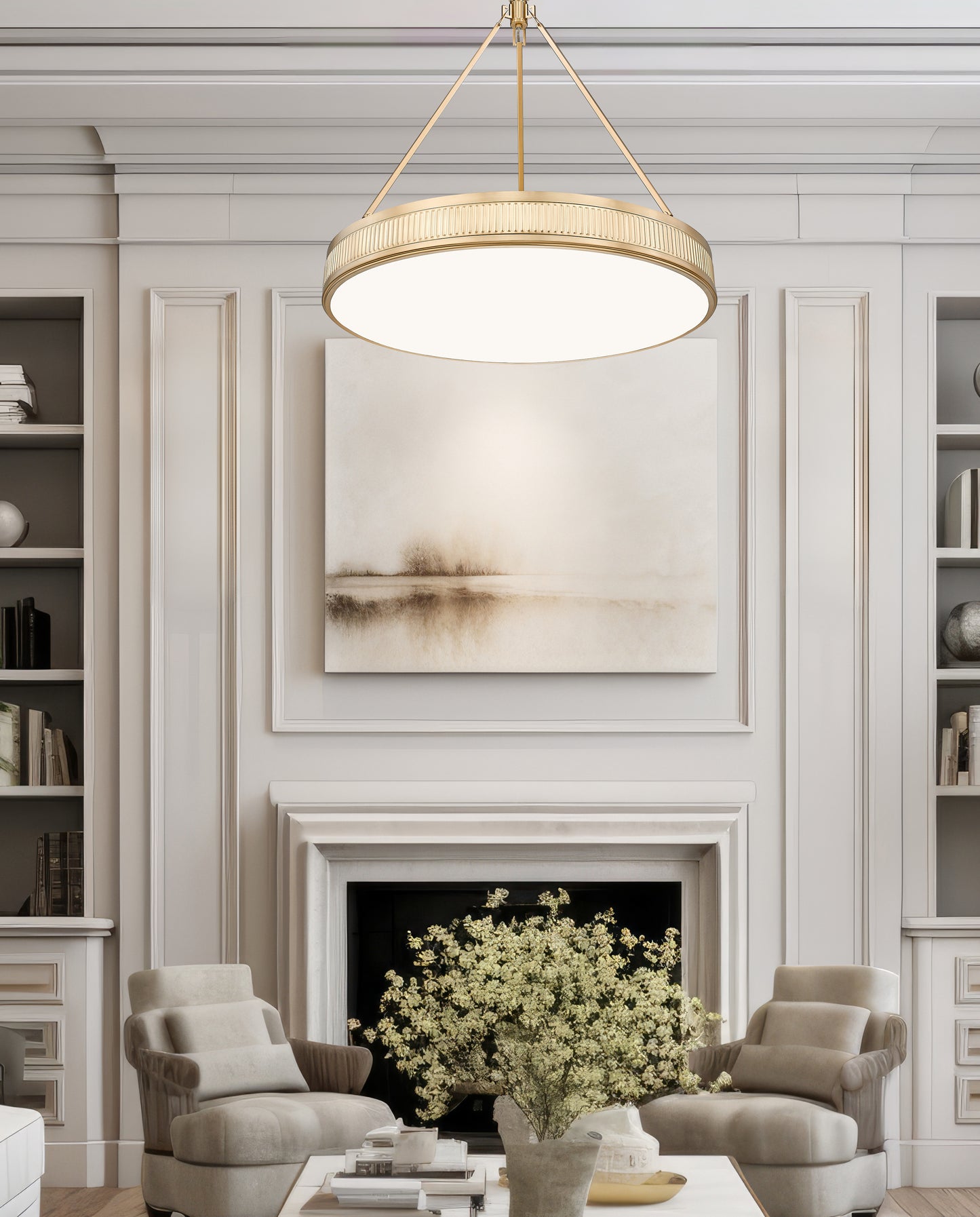 3046P32-MGLD-LED - Quinn 3 Light 32" Pendant - Modern Gold