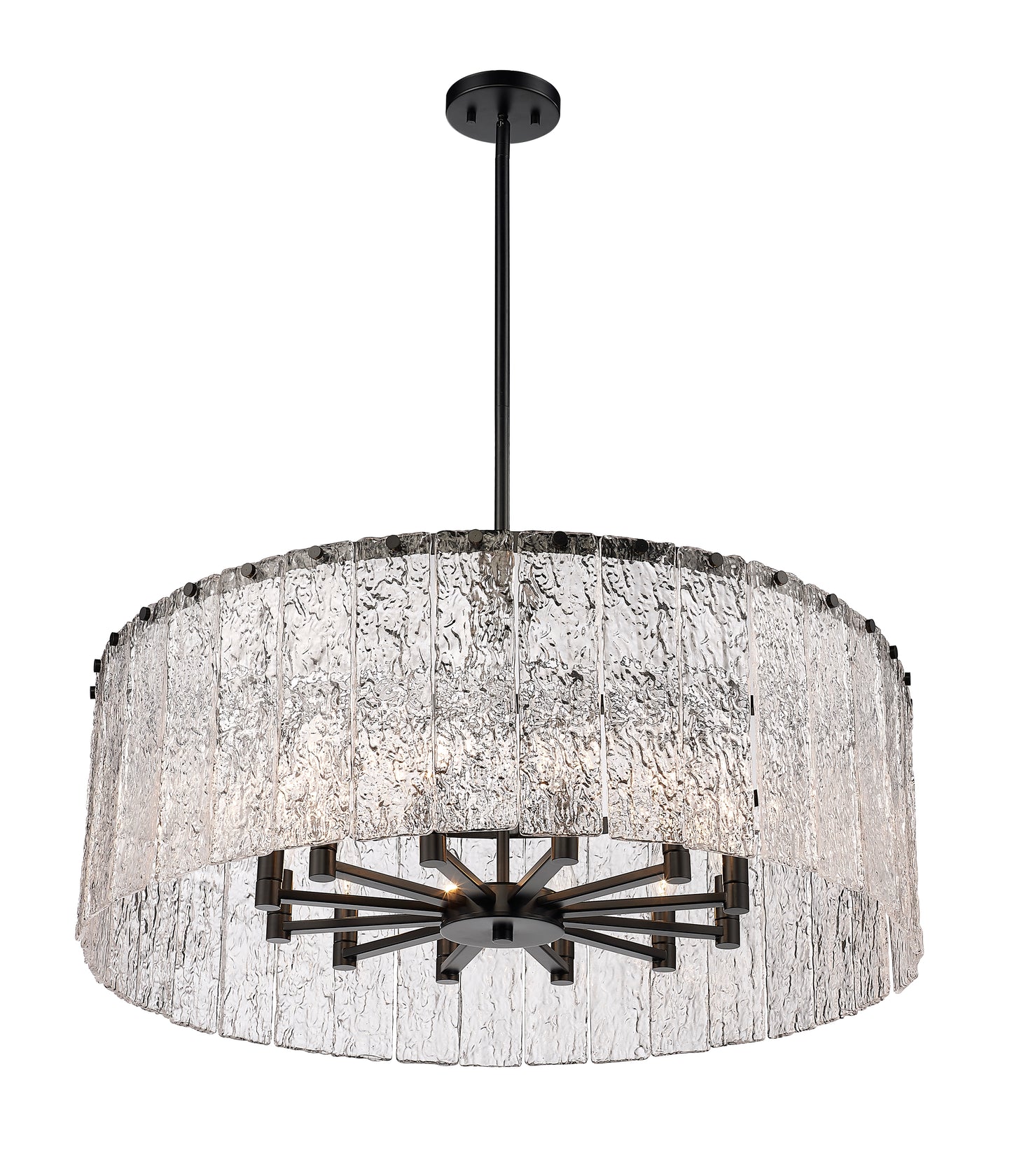 1943P32-MB - Glacier 12 Light 32" Chandelier - Matte Black
