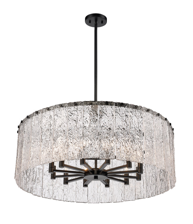 1943P32-MB - Glacier 12 Light 32" Chandelier - Matte Black