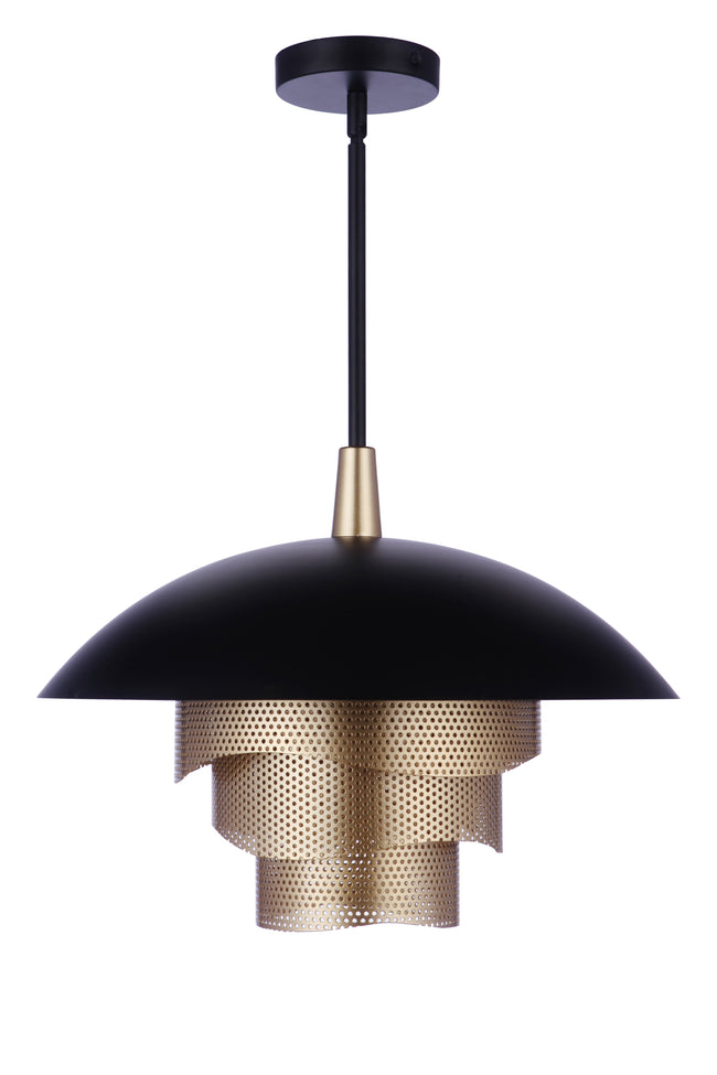 P1010FBMG-LED - Sculptural Statement Pendants 1 Light 19" Wide Pendant - Flat Black / Matte Gold