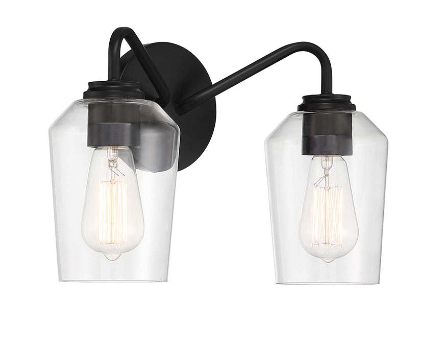 56102-FB - Shayna 2 Light 15" Wide Vanity Light - Flat Black