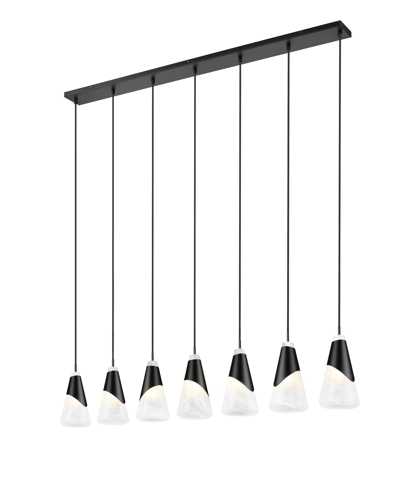 828P6-7L-MB - Aimie 7 Light Linear 54" Chandelier - Matte Black